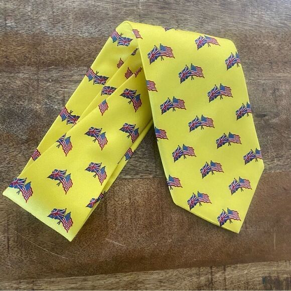 USA Union Jack double flag silk tie patriotic - Picture 1 of 4
